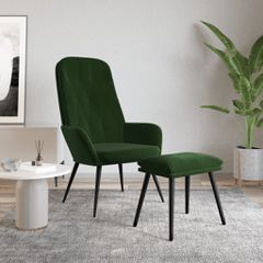 Πολυθρόνα Relax Σκούρο Πράσινο Βελούδινη με Υποπόδιο 3097621