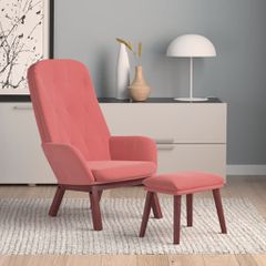 Πολυθρόνα Relax με Υποπόδιο Ροζ Βελούδινη 3097660