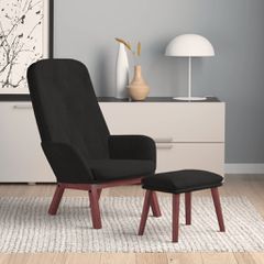 Πολυθρόνα Relax με Υποπόδιο Μαύρη Βελούδινη 3097662