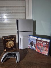 PS5 Slim Disk Edition + 2 Controllers (PS5 & PS4) + 2 Παιχνίδια (Spider-Man 2 & GoW Ragnarok)