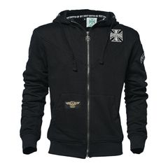 West Coast Choppers Φούτερ με κουκούλα Panel zip μαύρο | WCC OG Classic - 2XL