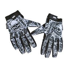 Γάντια Lethal Threat Tattoo gloves black white - M