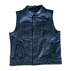 13 1/2 Δερμάτινο γιλέκο μοτοσυκλέτας Night Rider Leather vest - M