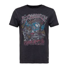 King Kerosin oil washed T-shirt Rockabilly Greaser black - S