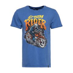 King Kerosin Μπλούζα Κοντομάνικη Storm Rider μπλε | T-shirt washed air force - 2XL