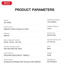 XO CX025 Magsafe Μαγνητικός Ασύρματος Φορτιστής Αυτοκινήτου 15W-thumb-1