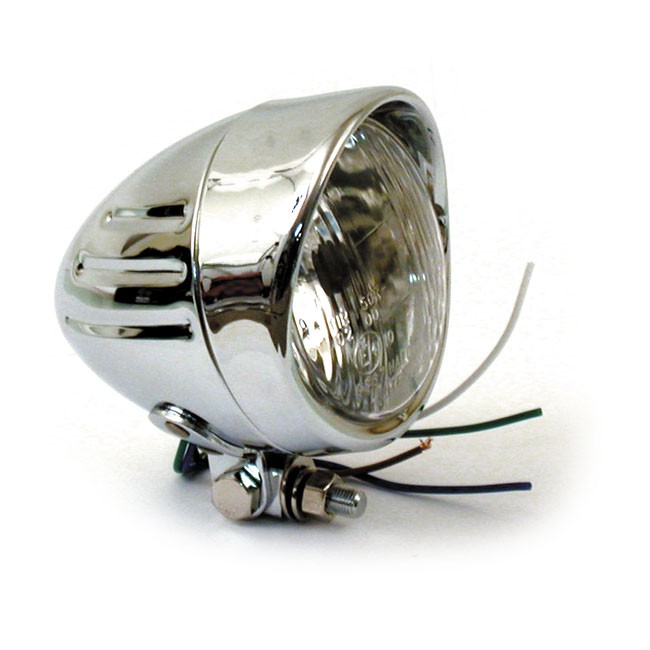 4 INCH HEADLAMP, RIBBED  BULLET & VISOR