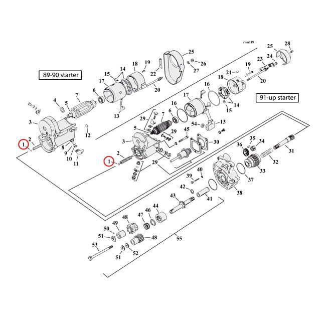 Ball, compression spring starter motor