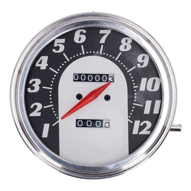 FL speedometer, '62-67 electra face', black/silver. 1:1 MPH