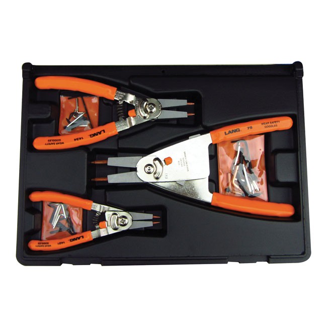 Lang Tools, 'quick switch' retaining ring pliers. 3-pc set