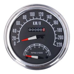 FL speedo/tachometer, '73-84 face', black. 1:1 KMH