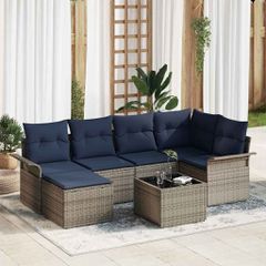 Σετ Καναπέ Κήπου με αποθήκευση 7 pcs Γκρι συνθετικό ρατάν 3354114