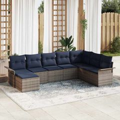 Σετ Καναπέ Κήπου με μαξιλάρι 8 pcs Ανοιχτό γκρι Πολυ ράταν 3354154
