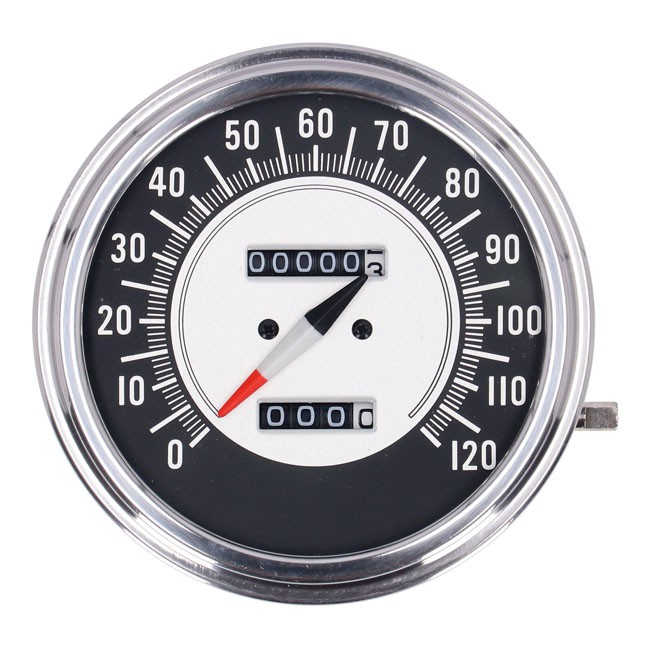 FL speedometer, '68-72 face', black/silver. 1:1 MPH