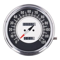 FL speedometer, '68-72 face', black/silver. 1:1 MPH