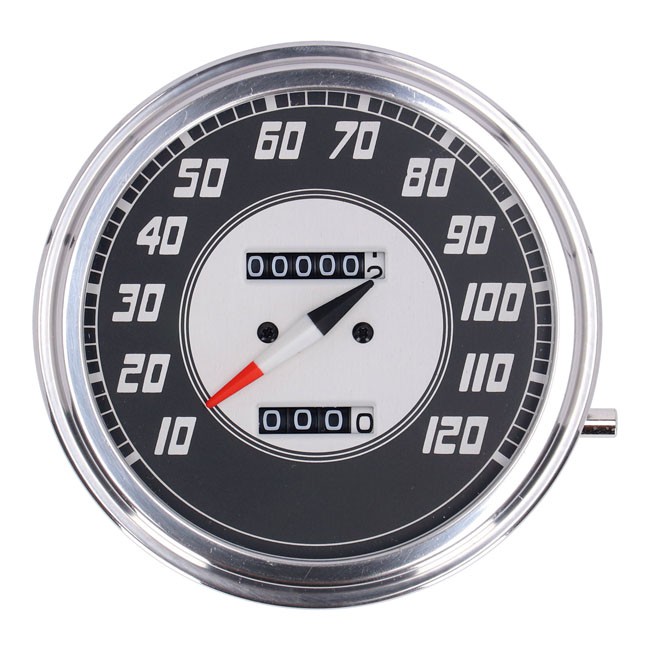 FL speedometer, '46-47 face', silver/black. 2.24:1 MPH