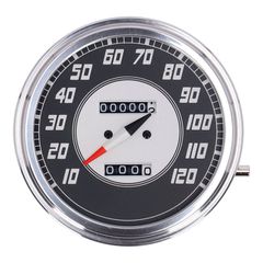FL speedometer, '46-47 face', silver/black. 2.24:1 MPH