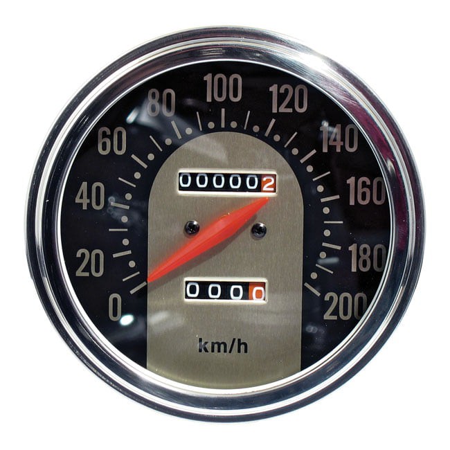 FL speedometer, '62-67 face', black/silver. 2.24:1 MPH