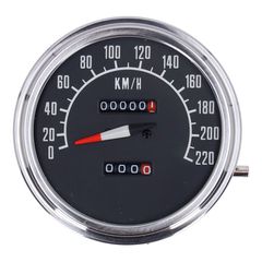 FL speedometer, '74-84 face', black. 2:1 KMH