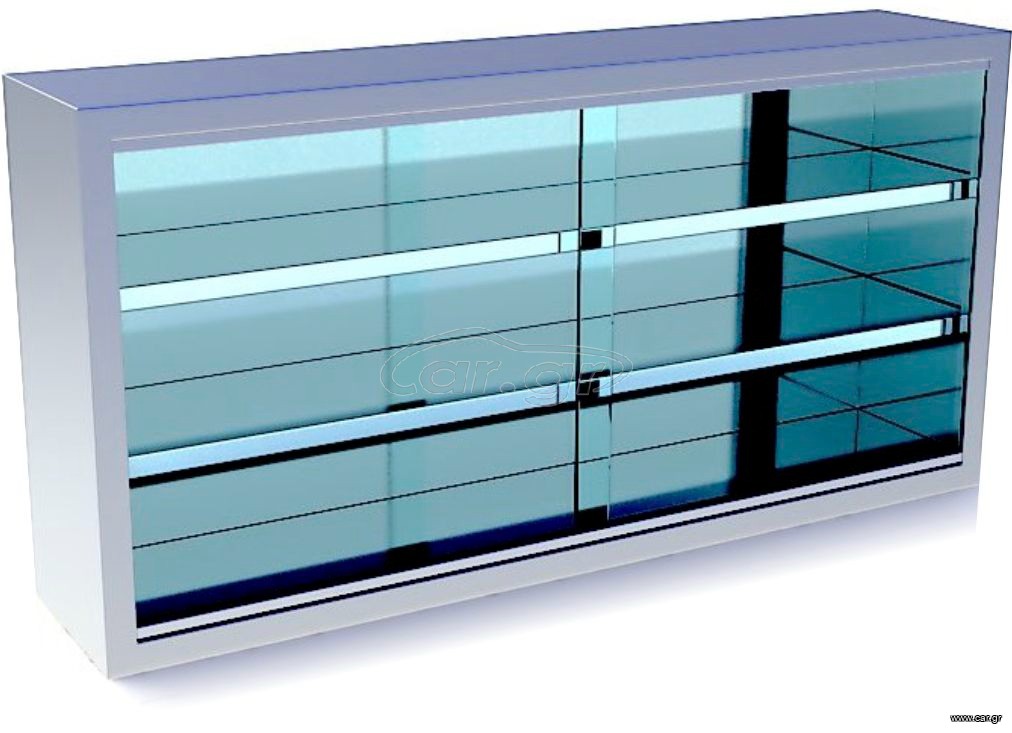 Πάγκοι τοίχου με συρόμενα κρύσταλλα inox