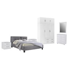 ΣΕΤ ΚΡΕΒΑΤΟΚΑΜΑΡΑΣ 6ΤΜΧ CARLY HM10884.05 ΜΕΛΑΜΙΝΗ ΛΕΥΚΗ-ΥΦΑΣΜΑ ΓΚΡΙ