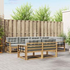 Σειρά Καναπέ Εξωτερικού 6 τμχ. Λευκό και Ανοιχτό Γκρι 3386595