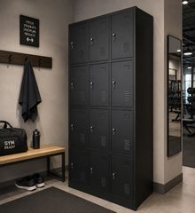 Locker Μεταλλική Ντουλάπα 12 Θέσεων, Ερμάριο Προσωπικών Αντικειμένων με Κλειδαριά PIN,Εξωτερικής Χρήσης 185cm X 90cm X 40cm