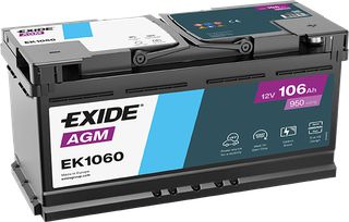 Exide Μπαταρία Αυτοκινήτου EK1060 AGM (106Ah/950A/Μ392×Π175×Υ190mm/Δ)