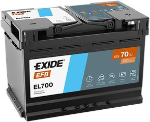 Exide Μπαταρία Αυτοκινήτου EL700 EFB (70Ah/760A/Μ278×Π175×Υ190mm/Δ)