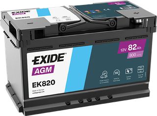 Exide Μπαταρία Αυτοκινήτου EK820 AGM (82Ah/800A/Μ315×Π175×Υ190mm/Δ)