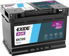 Exide Μπαταρία Αυτοκινήτου EK720 AGM (72Ah/760A/Μ278×Π175×Υ190mm/Δ)