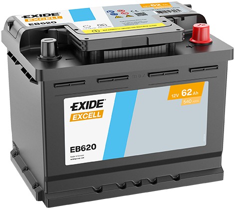 Exide Μπαταρία Αυτοκινήτου EB620 Excell (62Ah/540A/Μ242×Π175×Υ190mm/Δ)