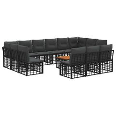 Σειρά Καναπέ Εξωτερικού 14 pcs Μαύρο και Σκούρο Γκρίζο 3437583