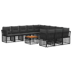 Σειρά Καναπέ Εξωτερικού 12 pcs Μαύρο και Σκούρο Γκρίζο 3437587