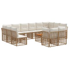 Σειρά Καναπέ Εξωτερικού 13 pcs Φυσικό και Κρέμα Λευκό 3437592