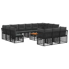 Σειρά Καναπέ Εξωτερικού 14 pcs Μαύρο και Σκούρο Γκρίζο 3437595