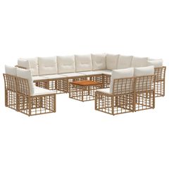 Σειρά Καναπέ Εξωτερικού 13 pcs Φυσικό και Κρέμα Λευκό 3437600