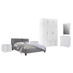 ΣΕΤ ΚΡΕΒΑΤΟΚΑΜΑΡΑΣ 6ΤΜΧ CARLY HM10884.05 ΜΕΛΑΜΙΝΗ ΛΕΥΚΗ-ΥΦΑΣΜΑ ΓΚΡΙ