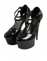 Black Patent Platform Pumps S9201-BK-thumb-3