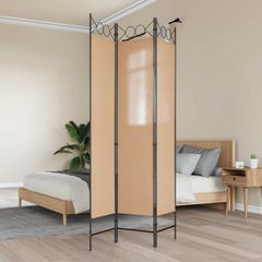 3-Panel Room Divider Μπεζ 120 x 200 cm Ύφασμα 42039199