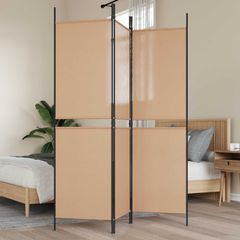 3-Panel Room Divider Μπεζ 150 x 180 cm Ύφασμα 42039215
