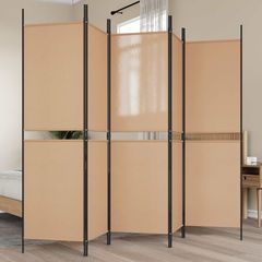 5-Panel Room Divider Μπεζ 250 x 180 cm Ύφασμα 42039217