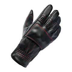 Biltwell Δερμάτινα Γάντια Αναβάτη Μοτοσυκλέτας Borrego gloves black/redline CE appr. - S