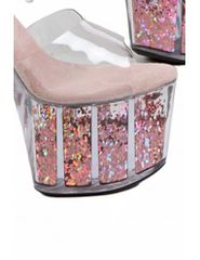Pink Pumps With Transparent Sequined Platform S9210-PK-thumb-2