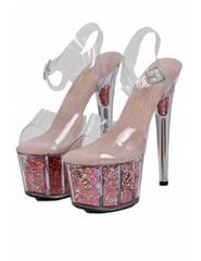 Pink Pumps With Transparent Sequined Platform S9210-PK-thumb-3