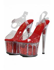Red Pumps With Transparent Sequined Platform S9210-RD-thumb-3