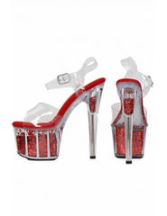 Red Pumps With Transparent Sequined Platform S9210-RD