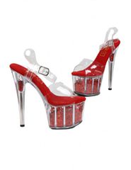 Red Pumps With Transparent Sequined Platform S9210-RD-thumb-4