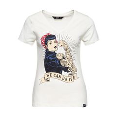 Queen Γυναικεία Kerosin Μπλούζα Κοντομάνικη We Can Do It t-shirt off white - XS