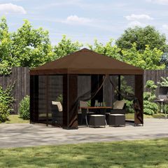 Κιόσκι 3 x 3 m Καφέ Πολυεστέρας και Χάλυβας 190 gsm 900336